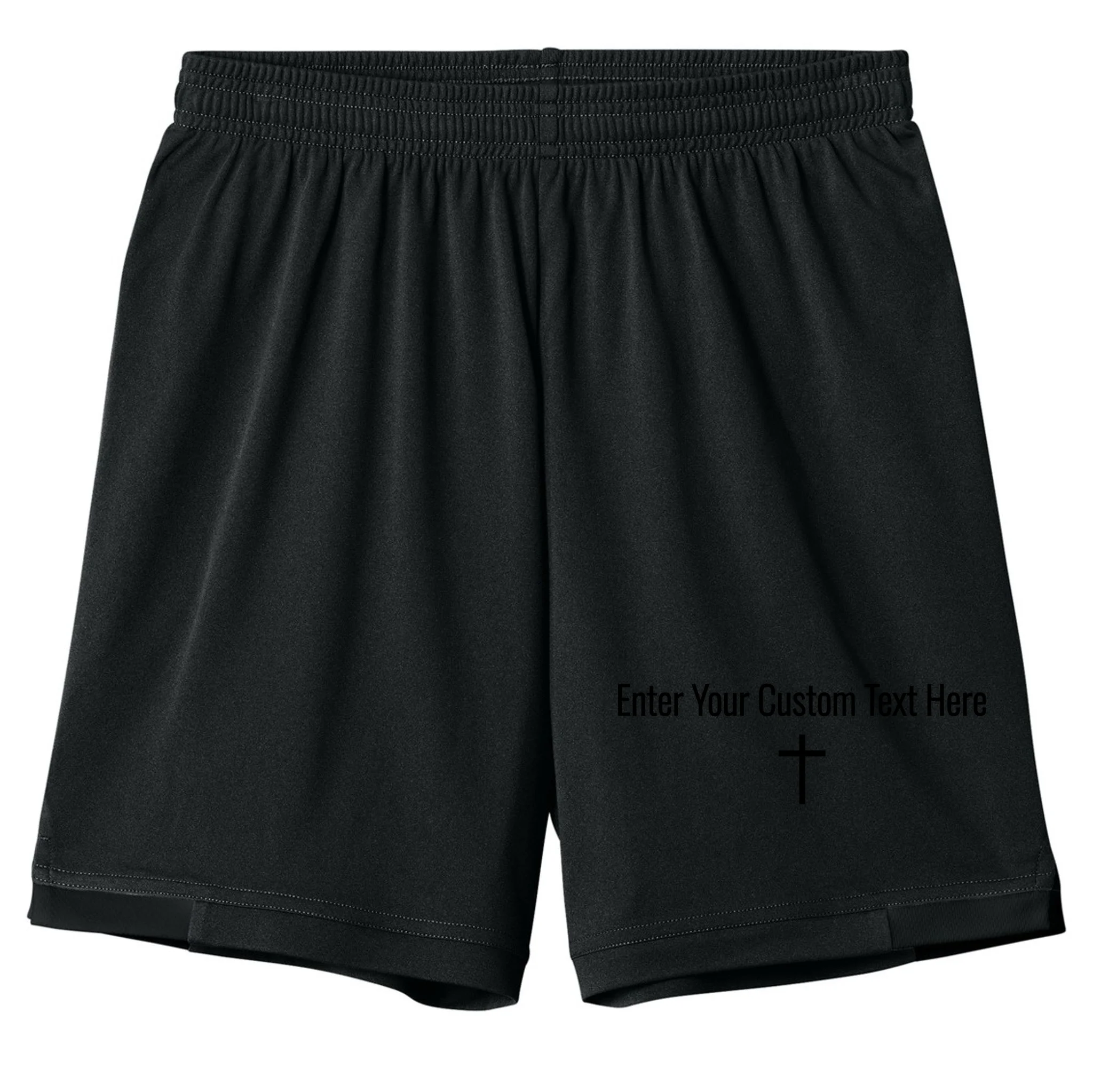 Personalized Custom Text Bible Verse Christianity Minimalist Cross Kids Shorts - Front