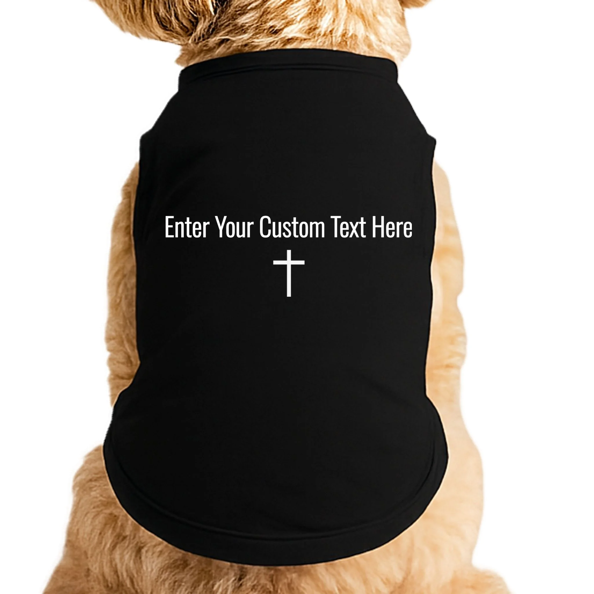 Personalized Custom Text Bible Verse Christianity Minimalist Cross Doggie Tank - Front