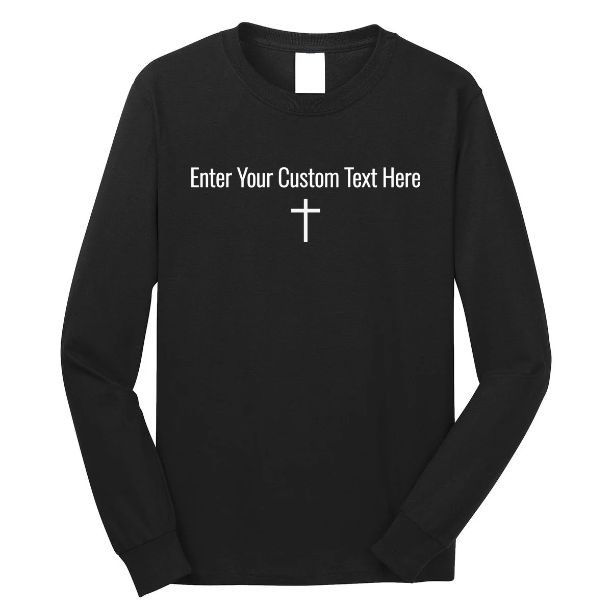 Personalized Custom Text Bible Verse Christianity Minimalist Cross Long Sleeve Shirt - Front