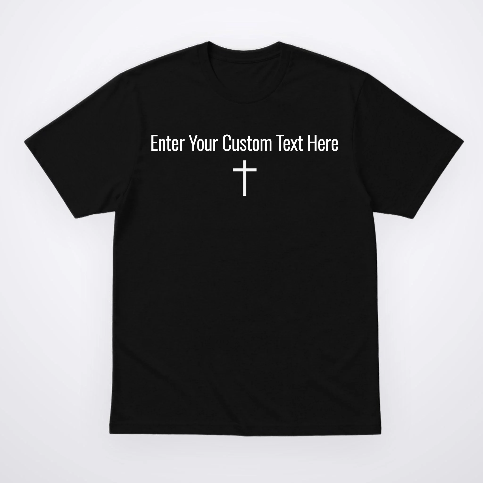 Personalized Custom Text Bible Verse Christianity Minimalist Cross Men's T-Shirt - Front