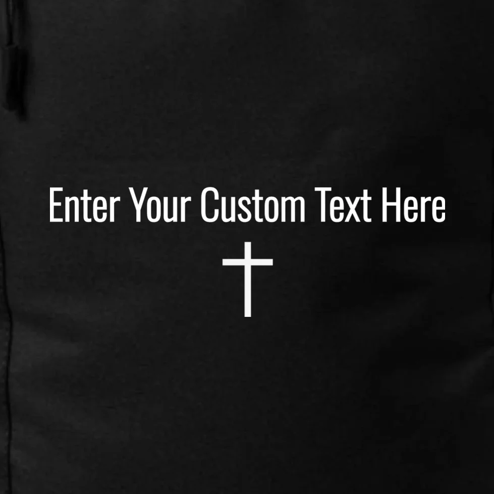 Personalized Custom Text Bible Verse Christianity Minimalist Cross Backpack - Front - Close-up