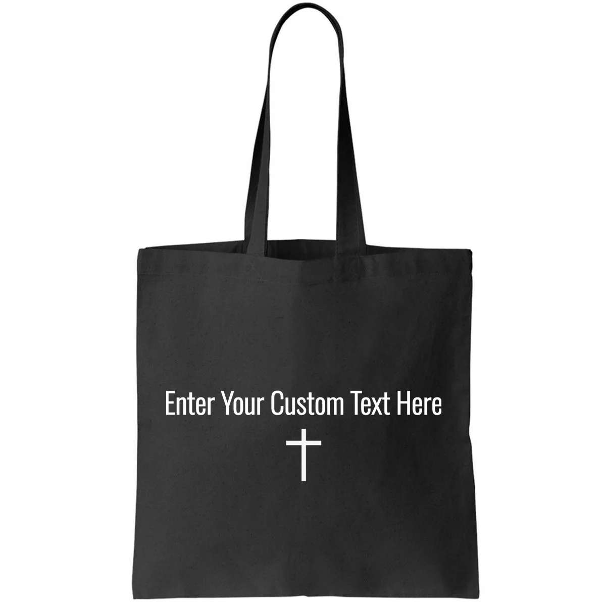 Personalized Custom Text Bible Verse Christianity Minimalist Cross Tote Bag - Front