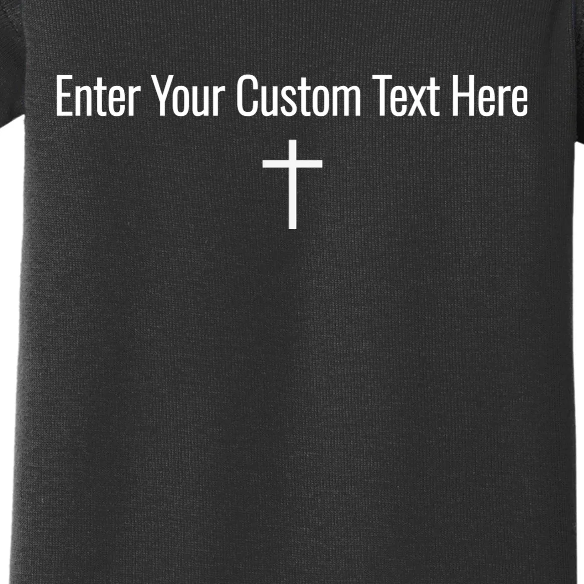 Personalized Custom Text Bible Verse Christianity Minimalist Cross Baby Bodysuit - Front - Close-up