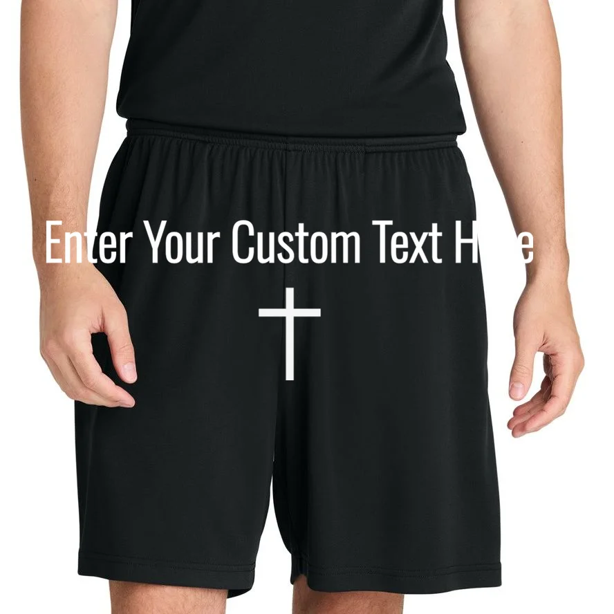 Personalized Custom Text Bible Verse Christianity Minimalist Cross Men's Shorts - Front 1