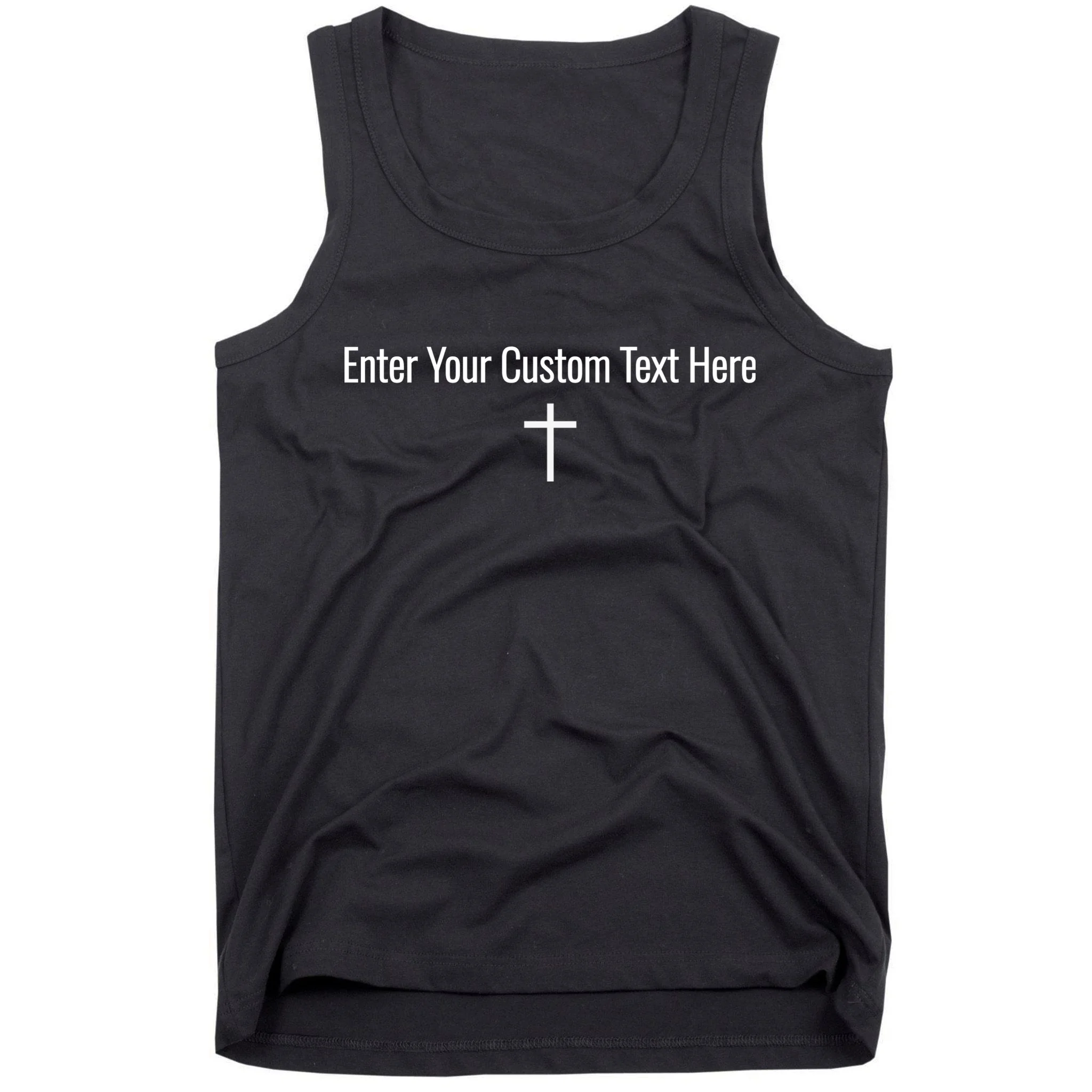 Personalized Custom Text Bible Verse Christianity Minimalist Cross Men's Tank Top - Front