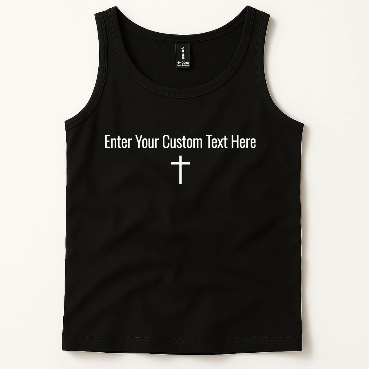 Personalized Custom Text Bible Verse Christianity Minimalist Cross Tank Top - Front 1