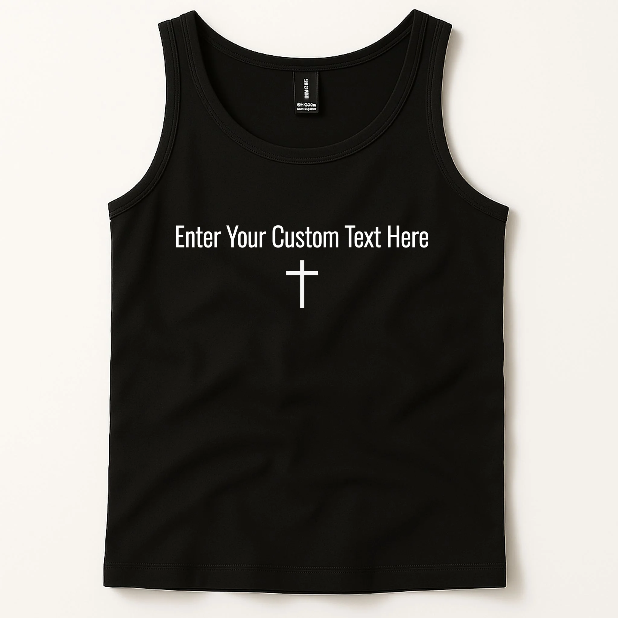 Personalized Custom Text Bible Verse Christianity Minimalist Cross Men's Tank Top - Front 1