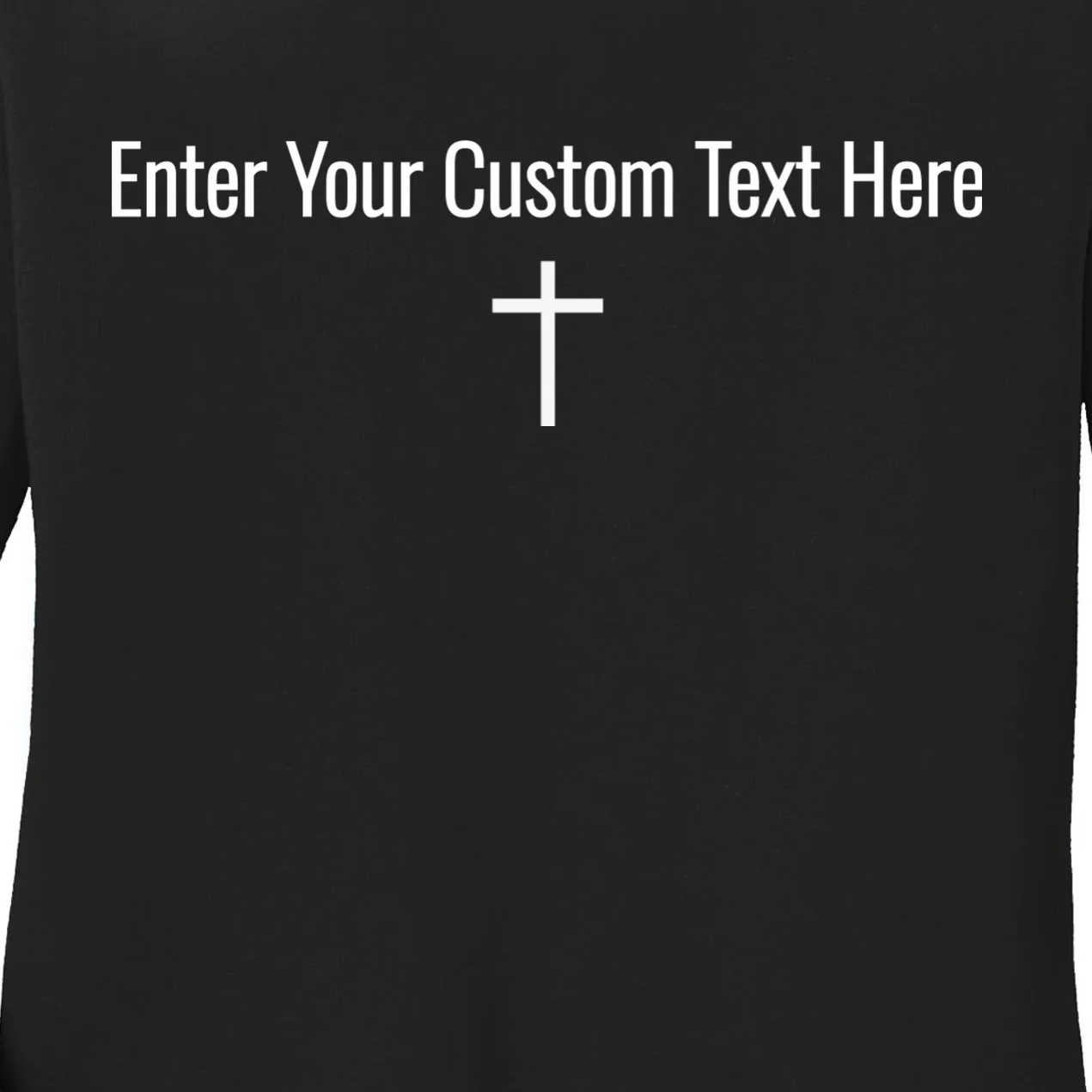 Personalized Custom Text Bible Verse Christianity Minimalist Cross Women's Long Sleeve Shirt - Front - Close-up