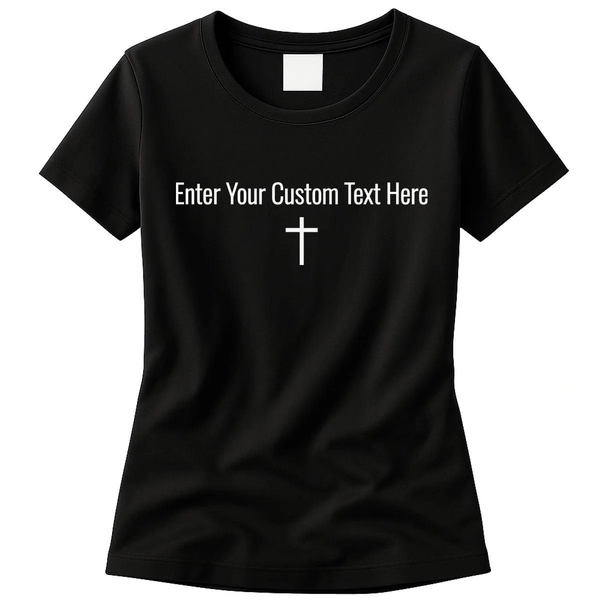Personalized Custom Text Bible Verse Christianity Minimalist Cross Women's T-Shirt - Front