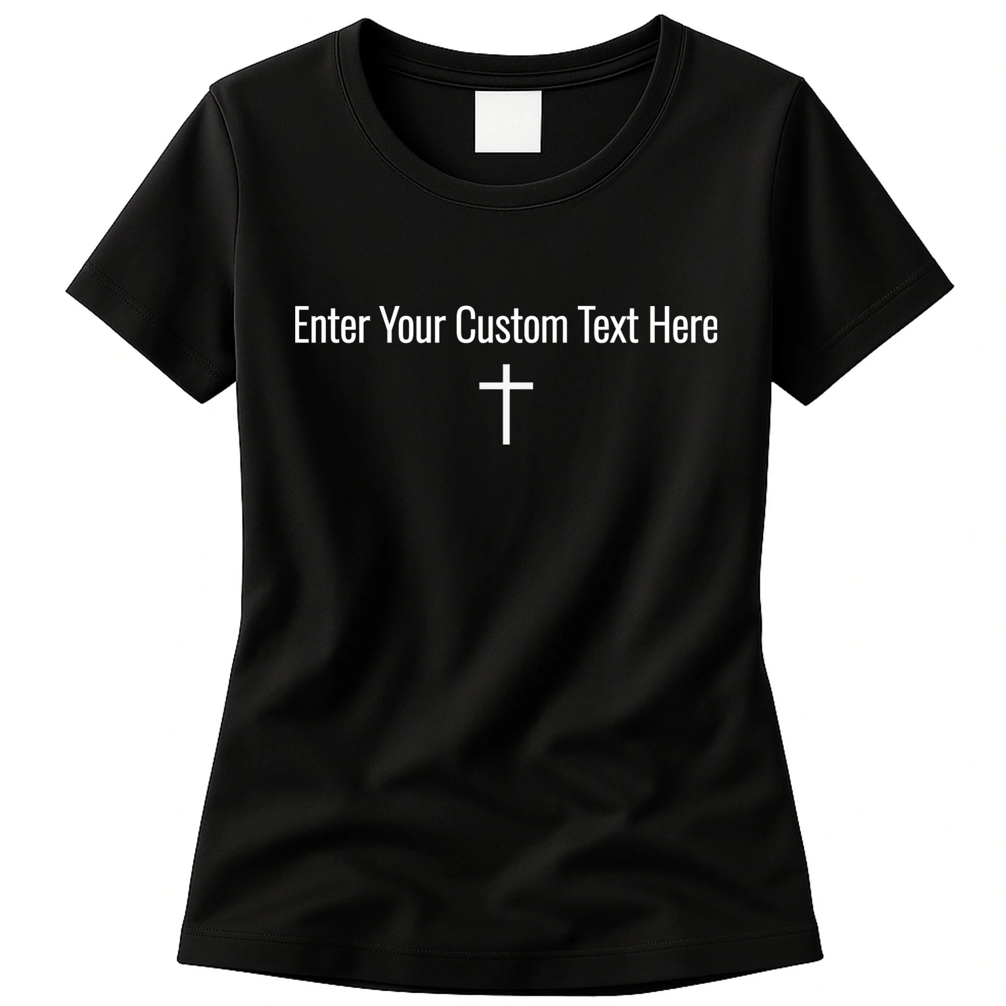 Personalized Custom Text Bible Verse Christianity Minimalist Cross Women's T-Shirt Front