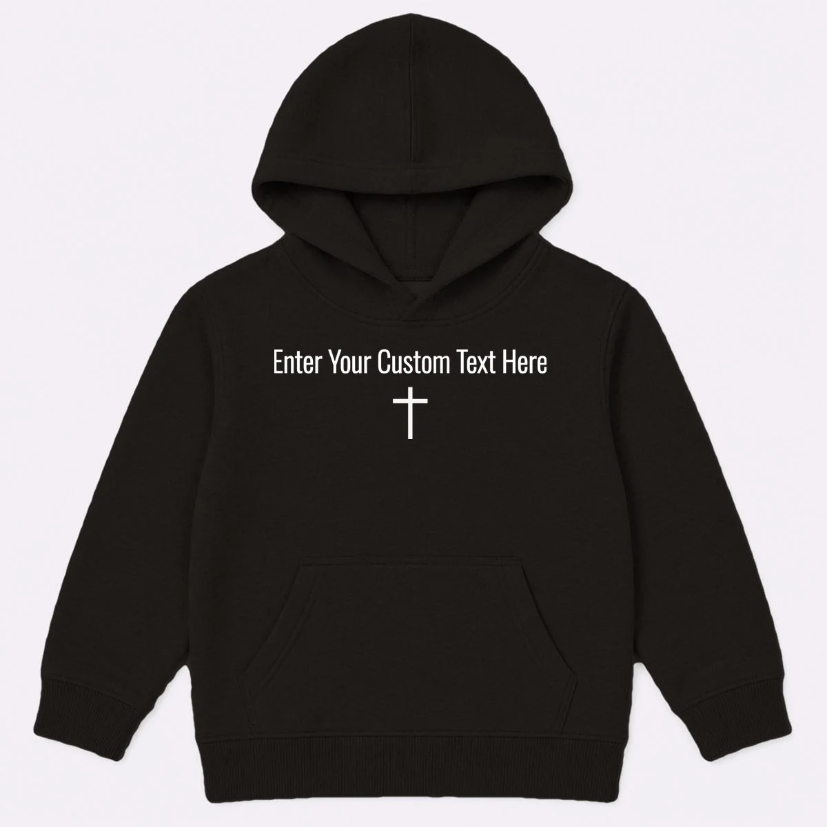 Personalized Custom Text Bible Verse Christianity Minimalist Cross Kids Hoodie - Front