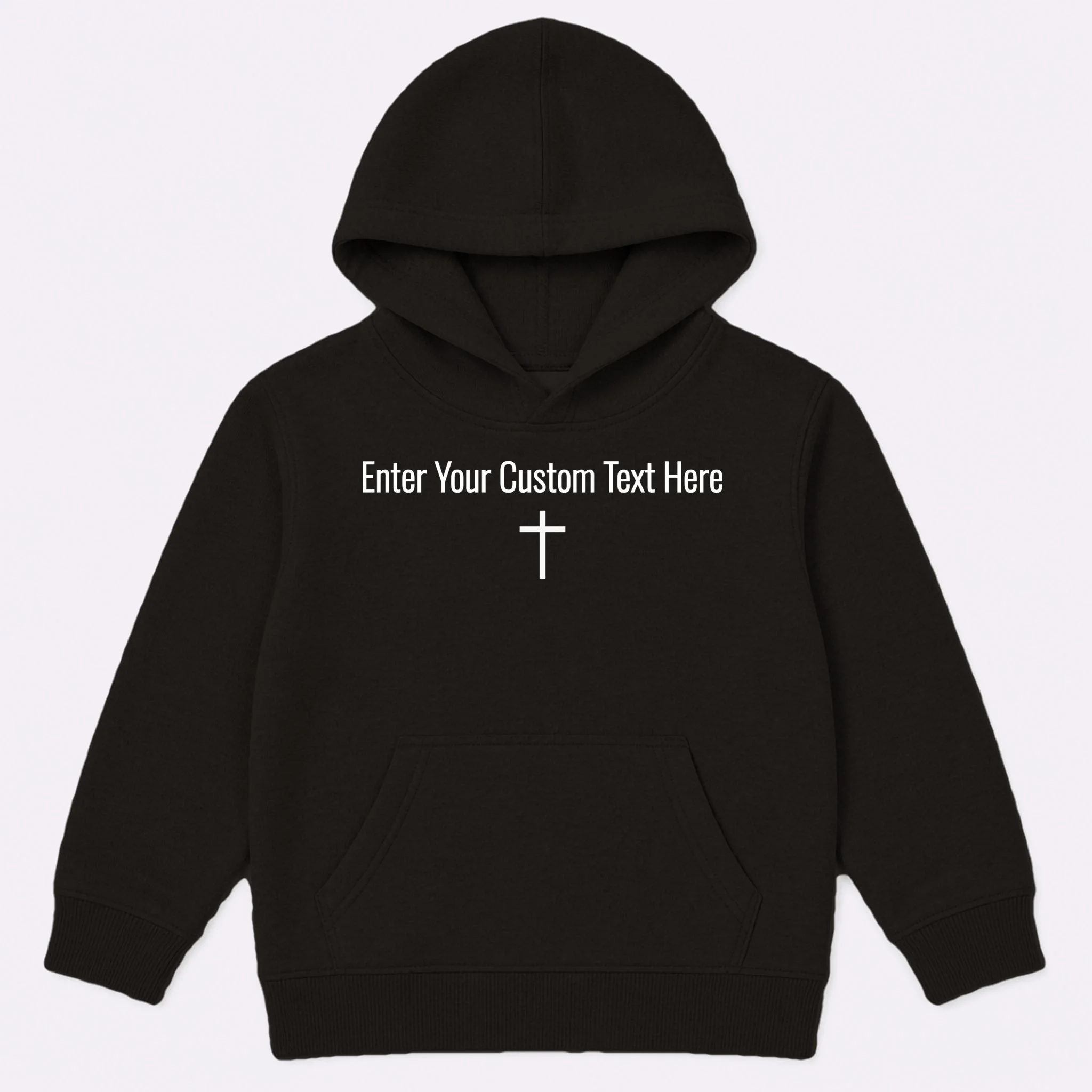 Personalized Custom Text Bible Verse Christianity Minimalist Cross Kids Hoodie - Front