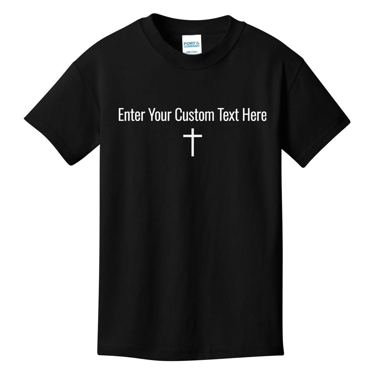 Personalized Custom Text Bible Verse Christianity Minimalist Cross Kids T-Shirt - Front