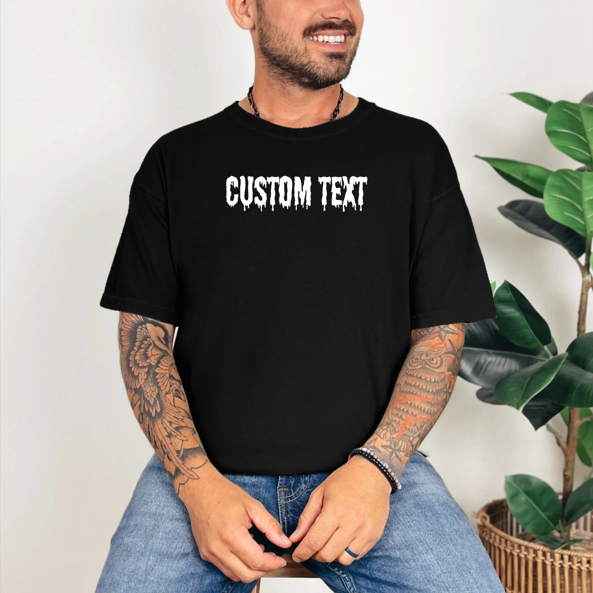 Personalized Custom Text – Stylish Font - Make your own Comfort Colors Unisex T-Shirt - Front 2