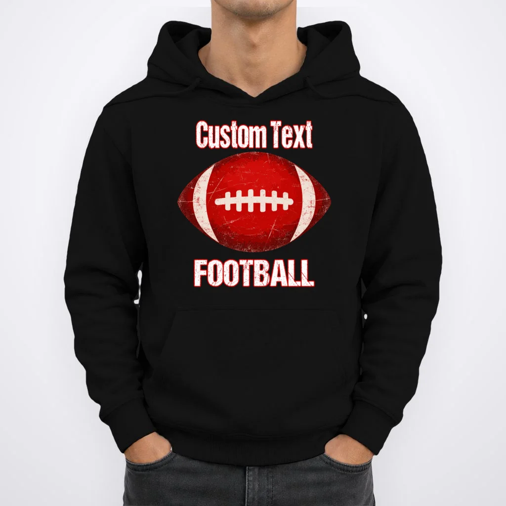 Personalized Football Design – Custom Text & Vintage Football Graphic Men's Hoodie - Front 1