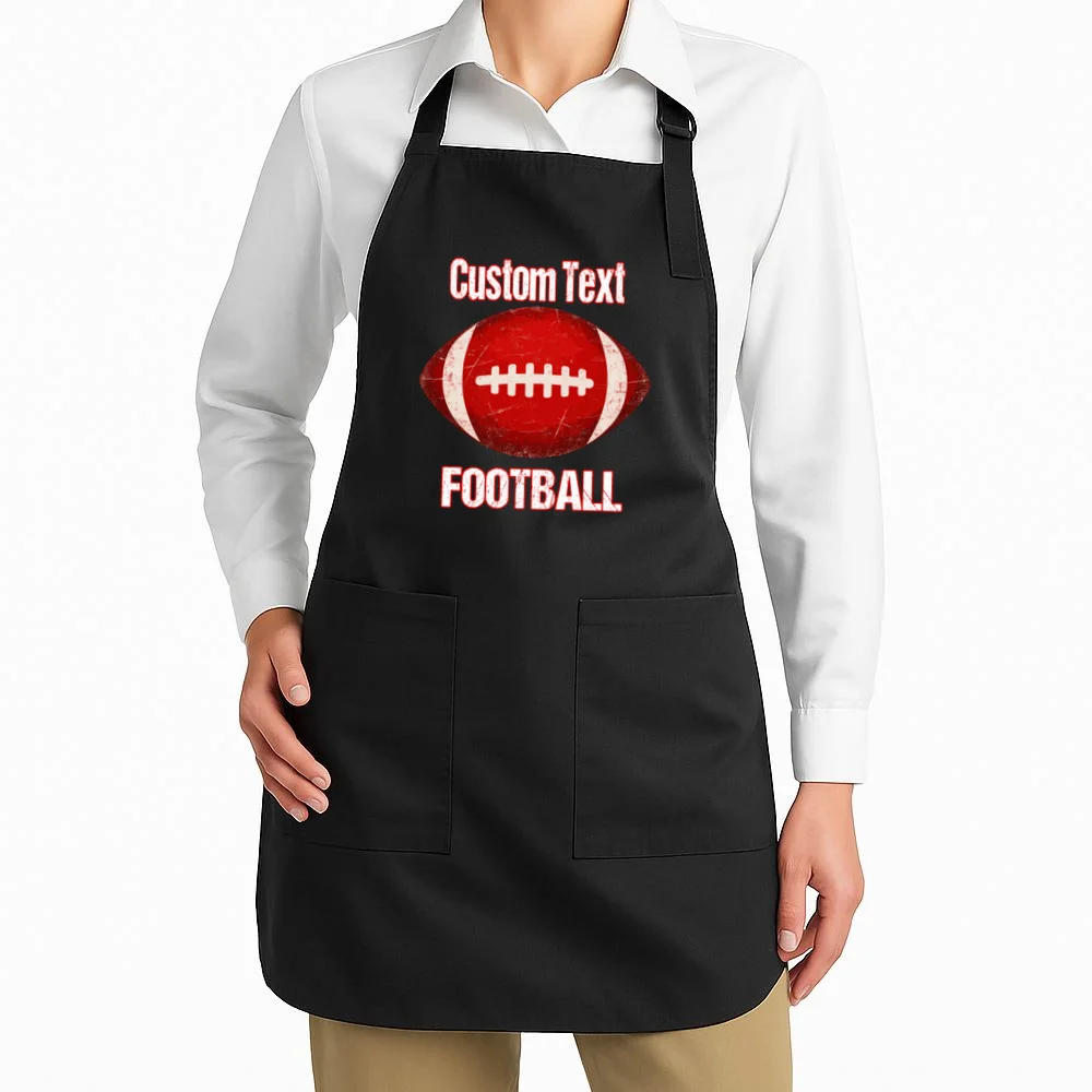 Personalized Football Design – Custom Text & Vintage Football Graphic Apron - Front 1