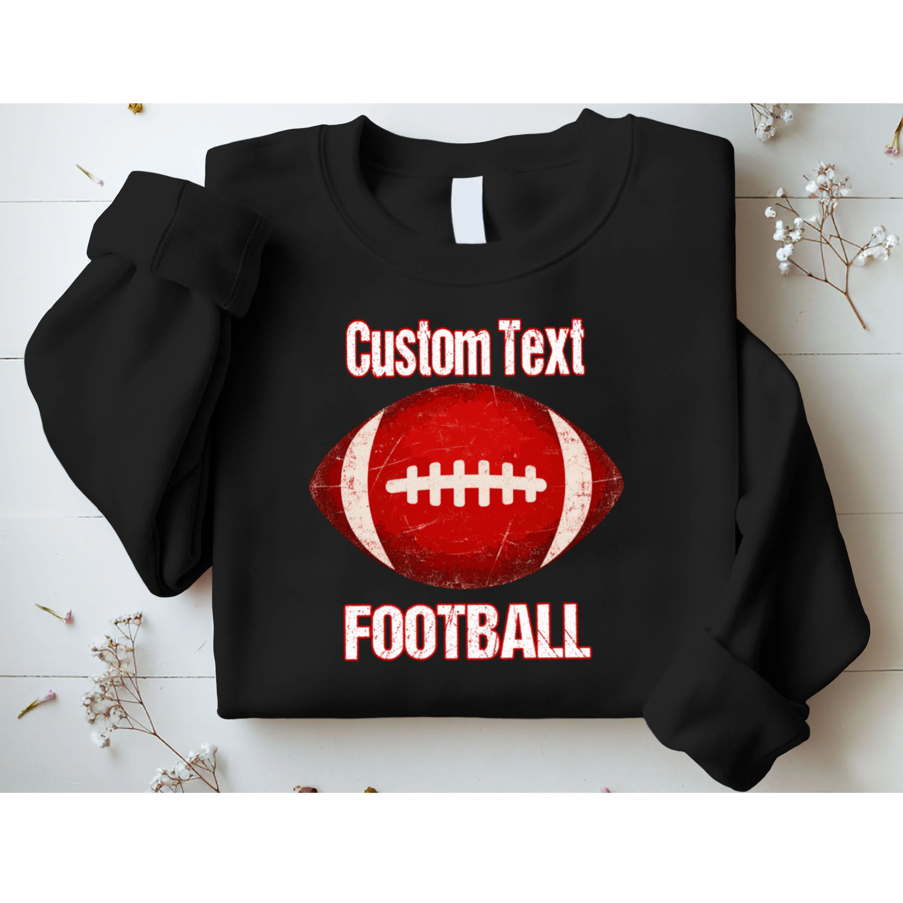 Personalized Football Design – Custom Text & Vintage Football Graphic Men's Sweatshirt - Front 1