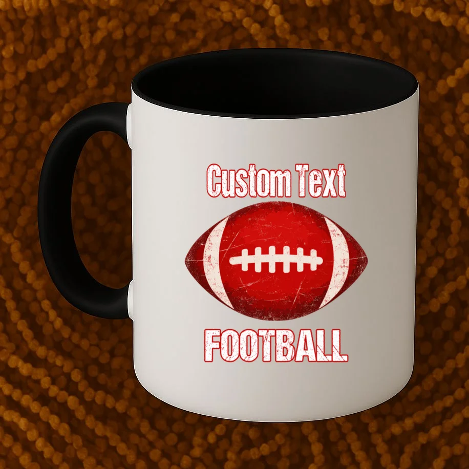 Personalized Football Design – Custom Text & Vintage Football Graphic Mug - Front 1