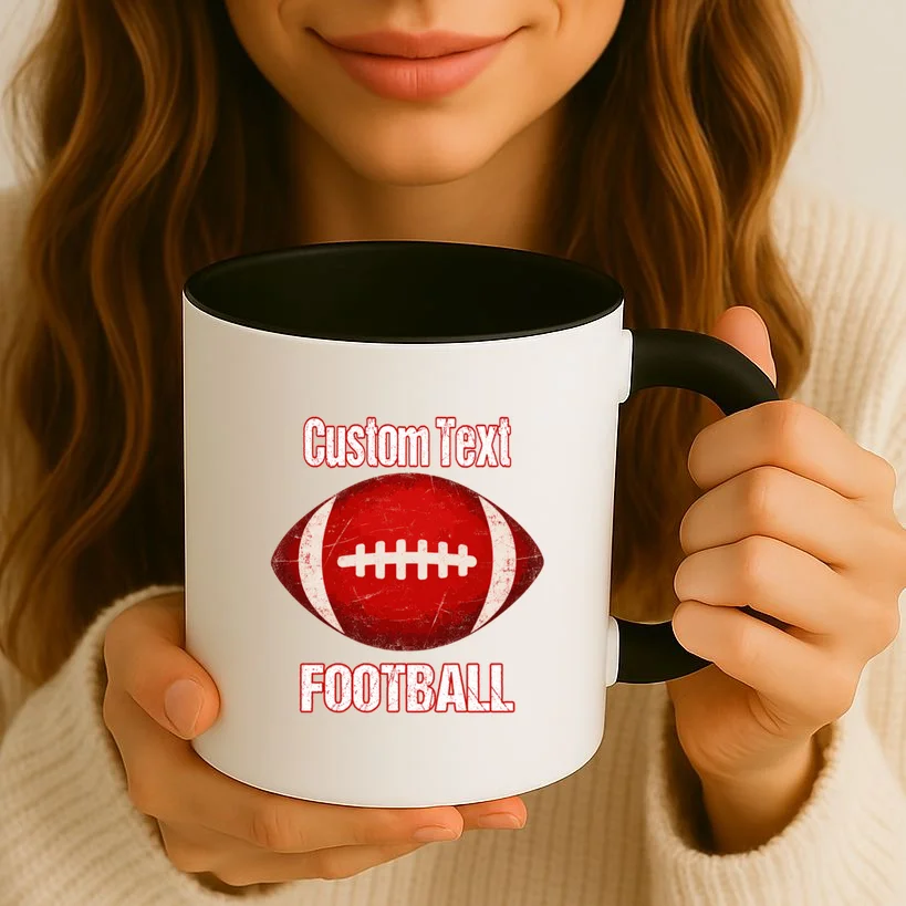 Personalized Football Design – Custom Text & Vintage Football Graphic Mug - Front 2