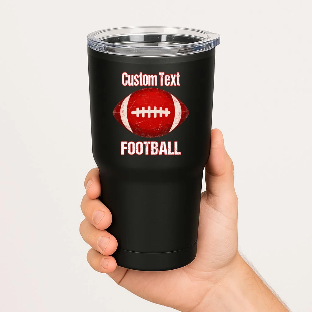Personalized Football Design – Custom Text & Vintage Football Graphic 20oz Tumbler - Front 1