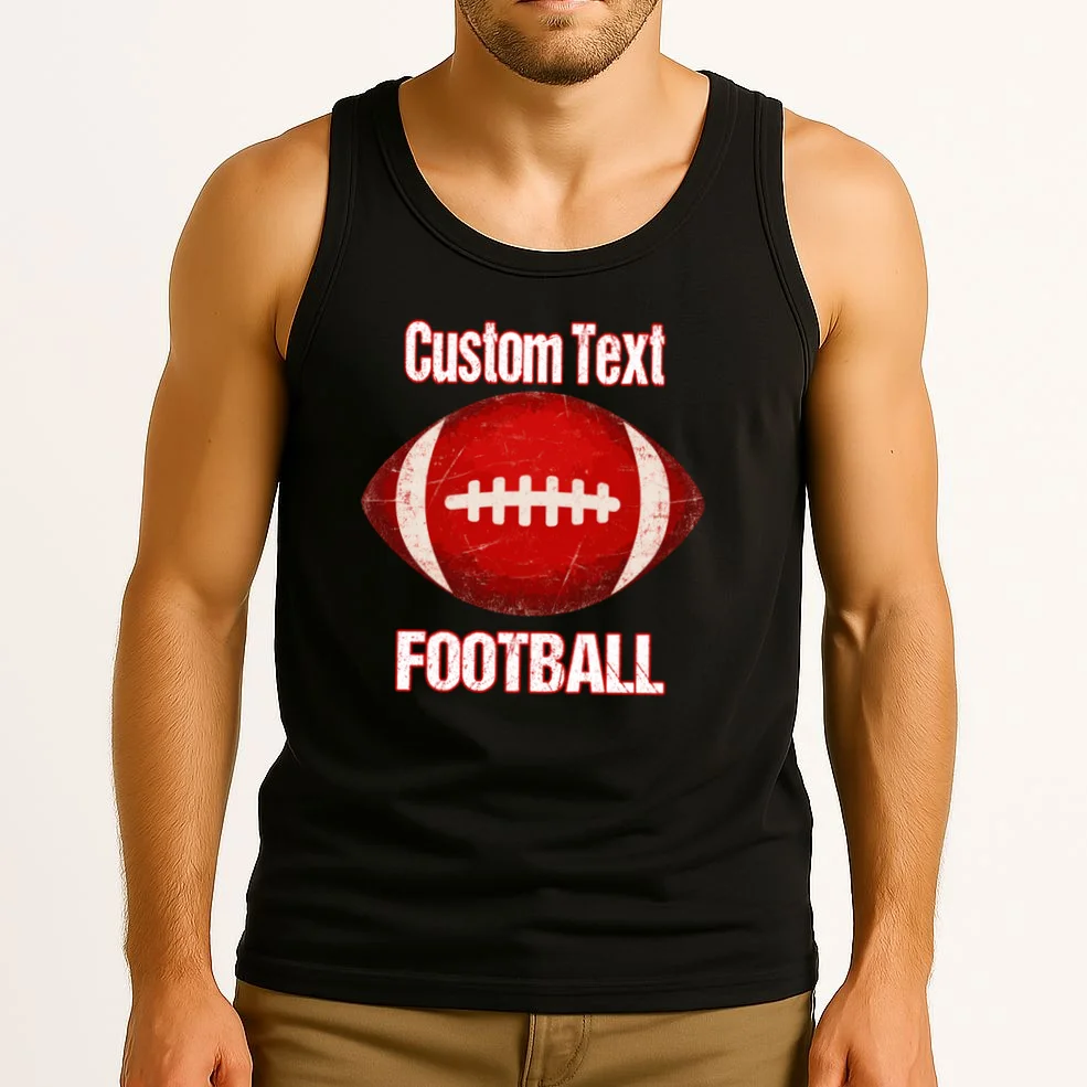Personalized Football Design – Custom Text & Vintage Football Graphic Men's Tank Top - Front 2