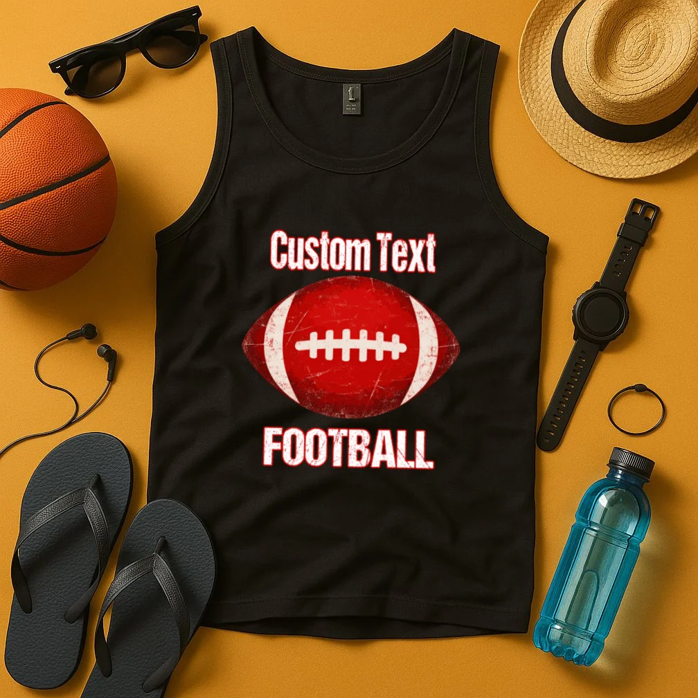 Personalized Football Design – Custom Text & Vintage Football Graphic Men's Tank Top - Front 3