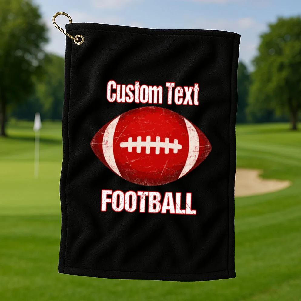 Personalized Football Design – Custom Text & Vintage Football Graphic Golf Towel - Front 1