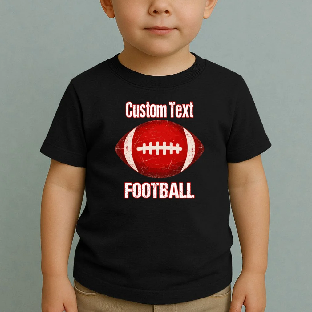 Personalized Football Design – Custom Text & Vintage Football Graphic Toddler T-Shirt - Front 1