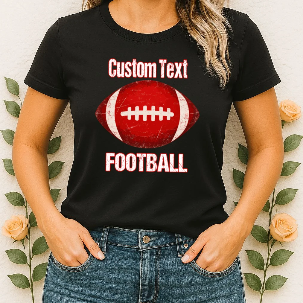 Personalized Football Design – Custom Text & Vintage Football Graphic Women's T-Shirt - Front 1