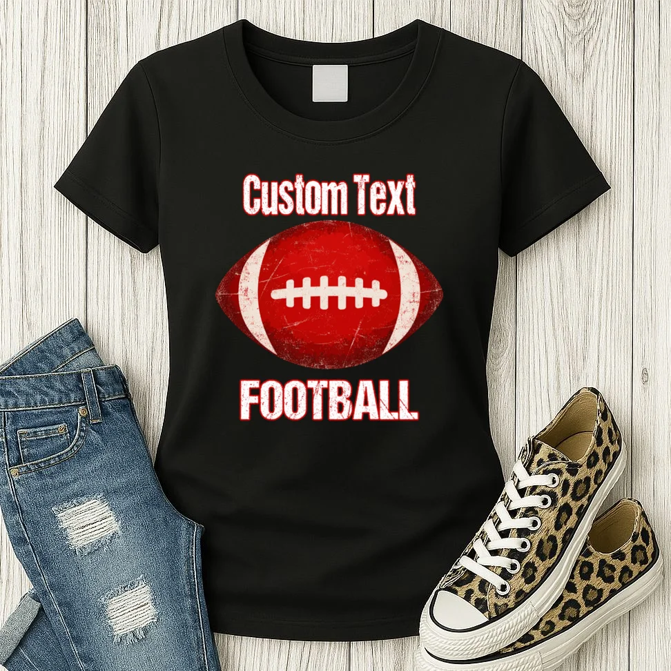 Personalized Football Design – Custom Text & Vintage Football Graphic Women's T-Shirt - Front 2