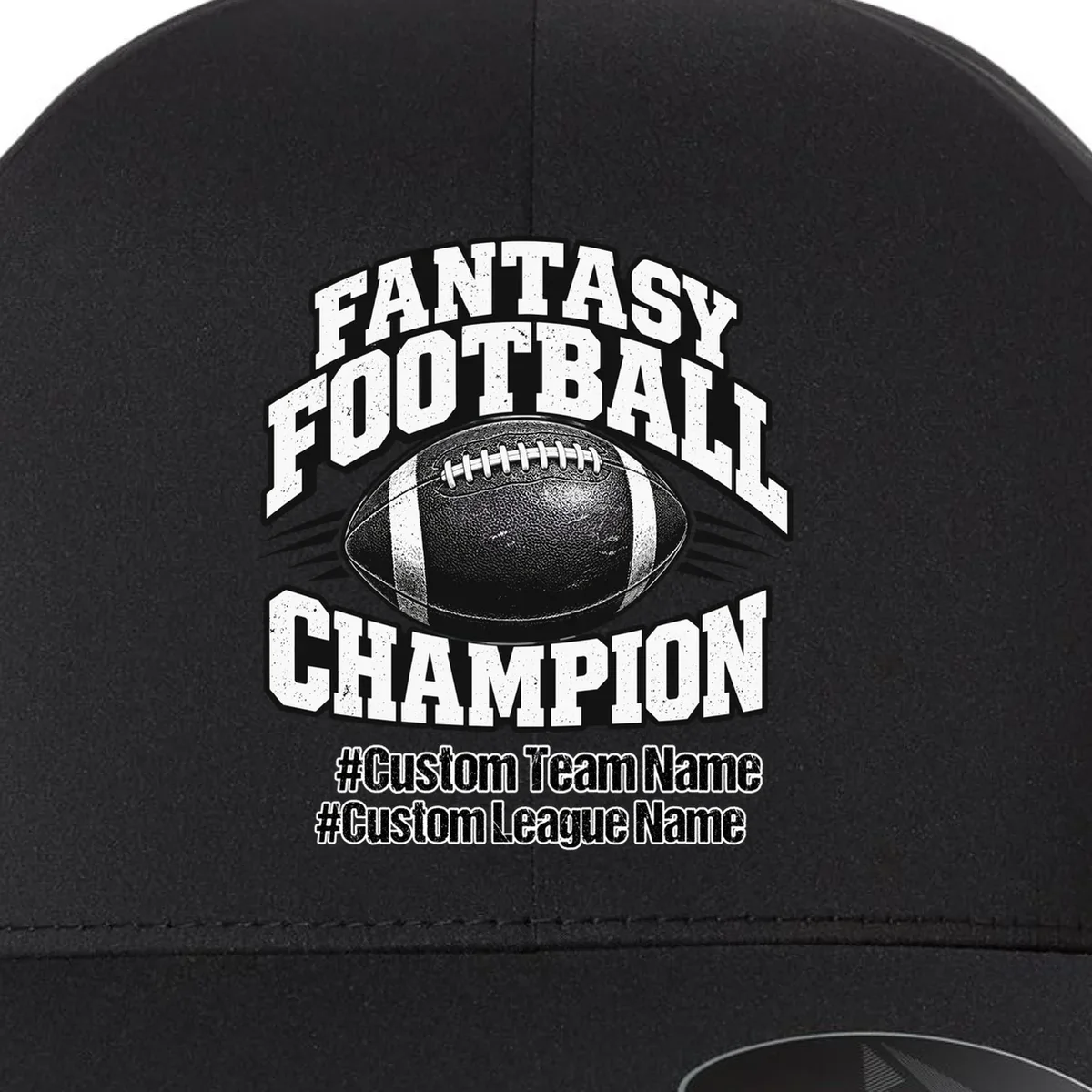 Personalized Fantasy Football – Custom Team & League Name Champion Flexfit Men's Snapback Hat - Front - Close-up