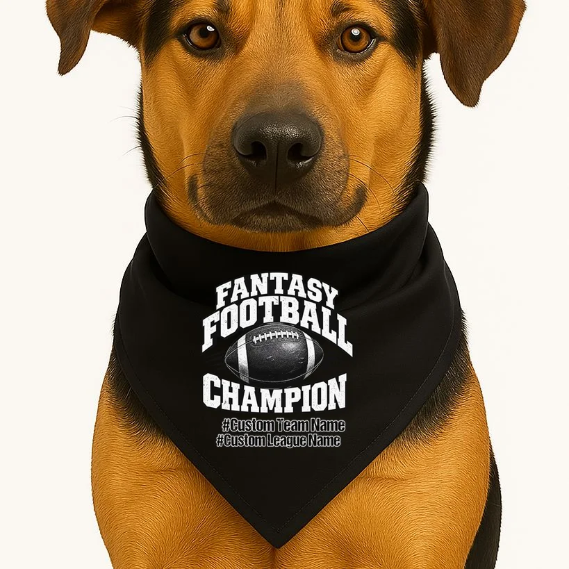 Personalized Fantasy Football – Custom Team & League Name Champion Dog Bandana - Front 1