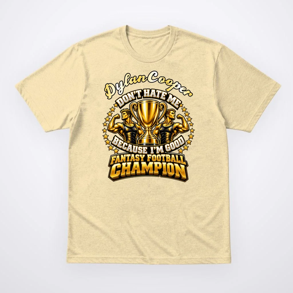 Personalized Fantasy Football Champion Shirt – Custom Name & Team Victory Design Men's T-Shirt Front