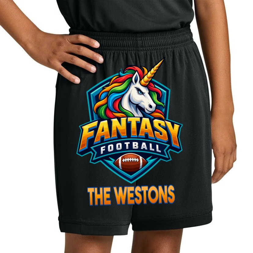 Personalized Fantasy Football Design – Custom Team Name & Fantasy League Graphic Kids Shorts - Front 1