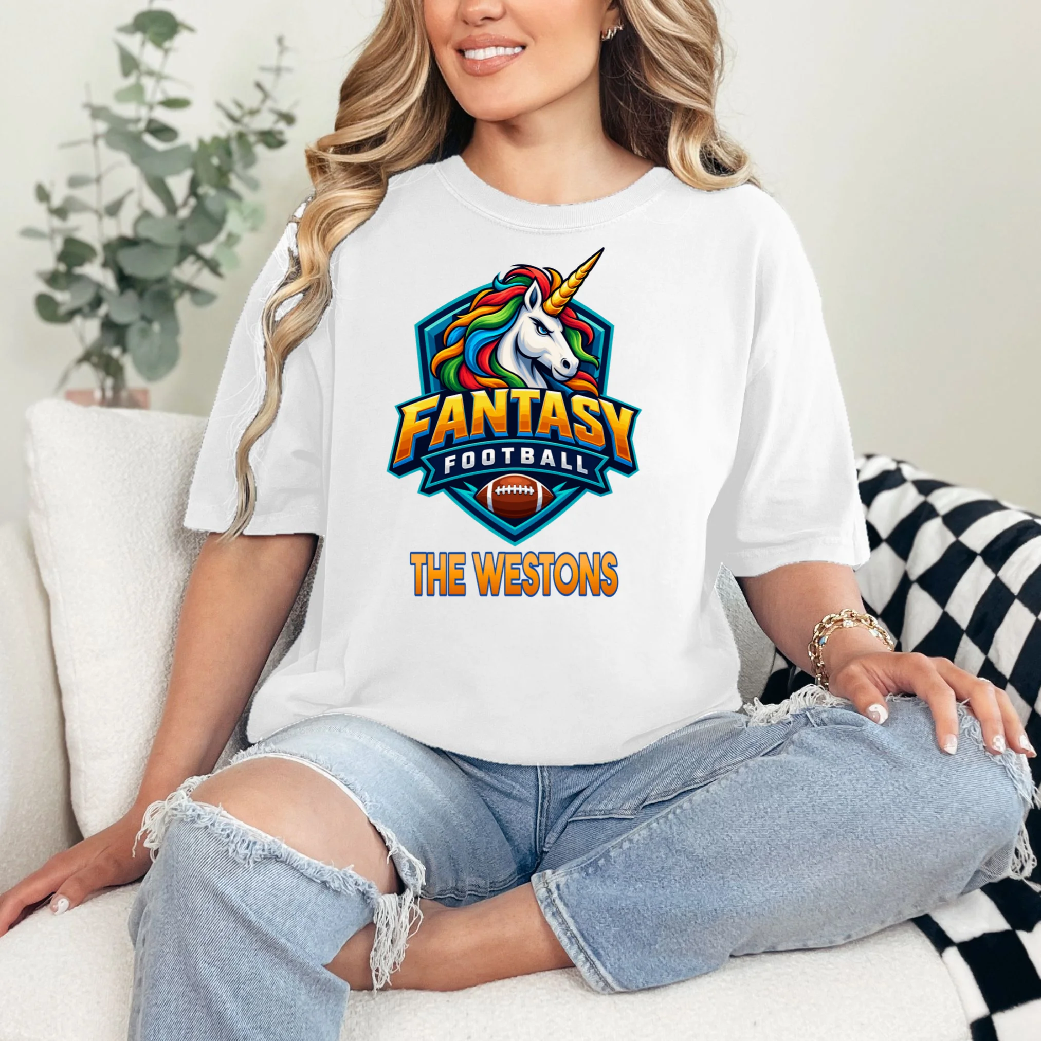 Personalized Fantasy Football Design – Custom Team Name & Fantasy League Graphic Comfort Colors Unisex T-Shirt - Front 1