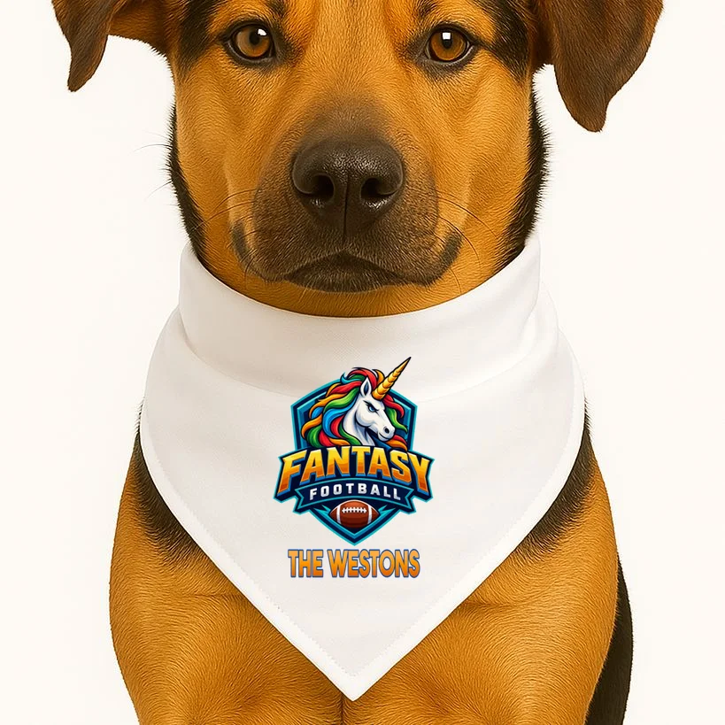 Personalized Fantasy Football Design – Custom Team Name & Fantasy League Graphic Dog Bandana - Front 1