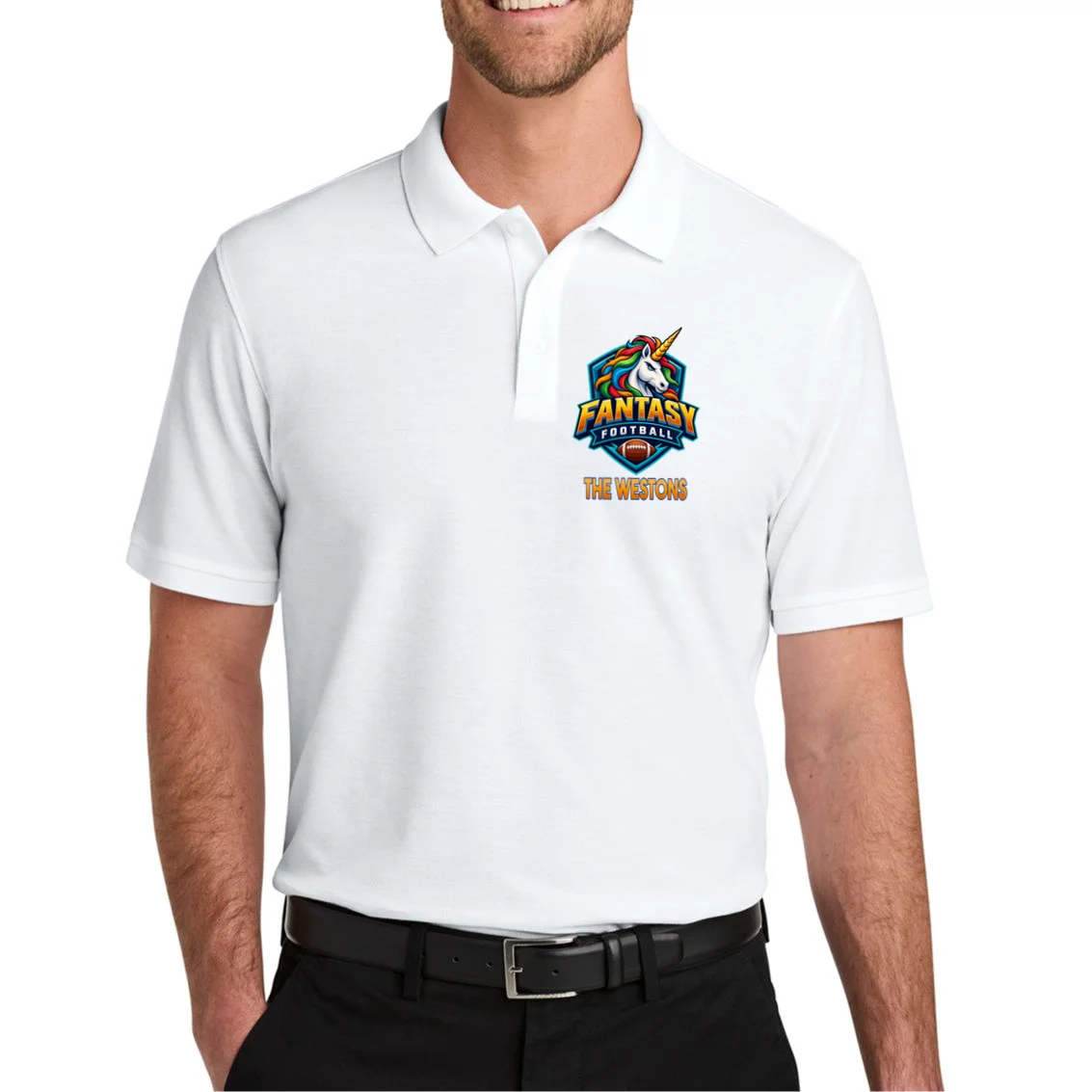 Personalized Fantasy Football Design – Custom Team Name & Fantasy League Graphic Men's Polo - Front 1
