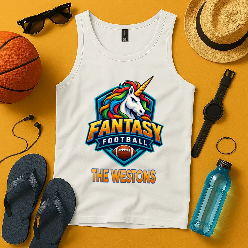 Personalized Fantasy Football Design – Custom Team Name & Fantasy League Graphic Men's Tank Top - Front 3