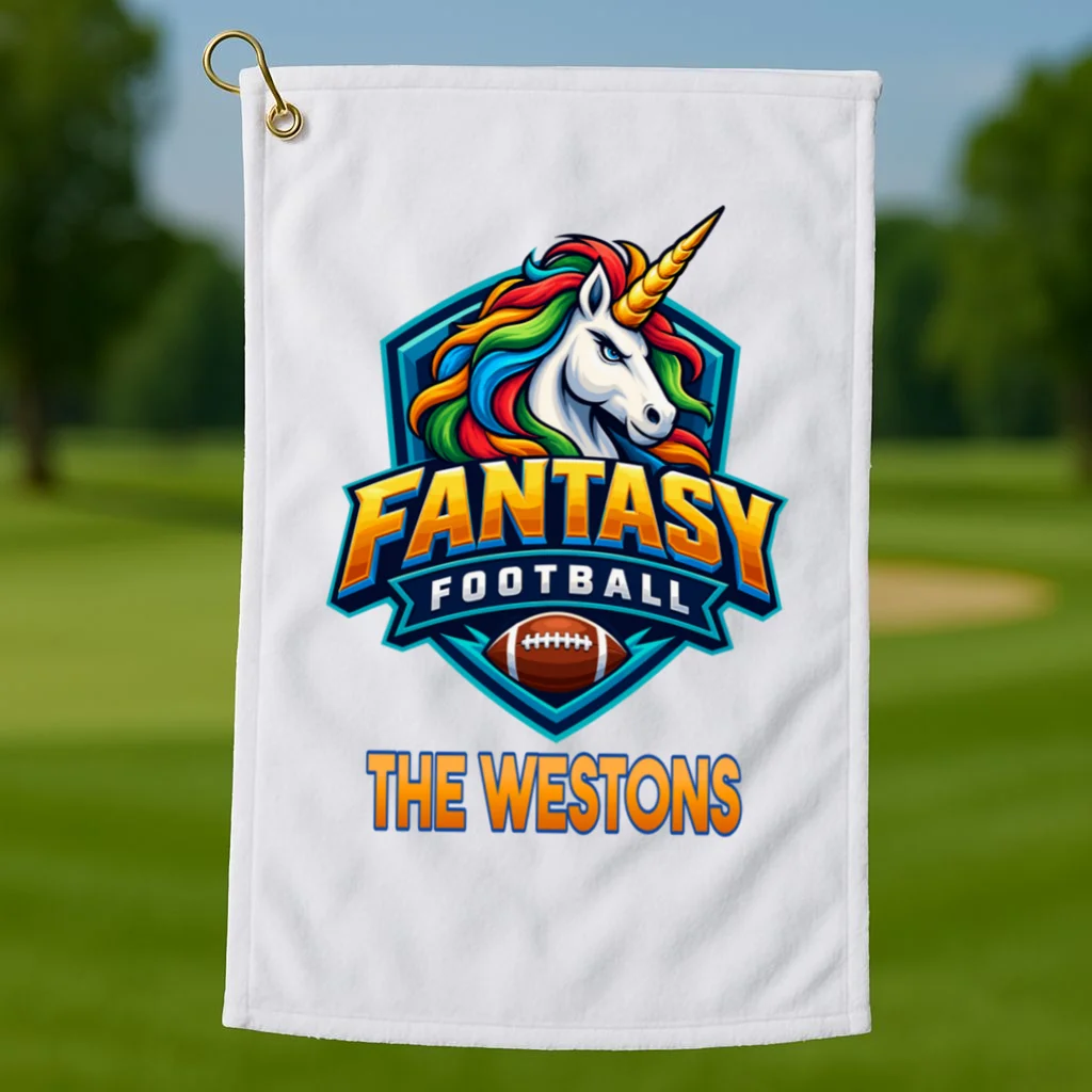 Personalized Fantasy Football Design – Custom Team Name & Fantasy League Graphic Golf Towel - Front 1