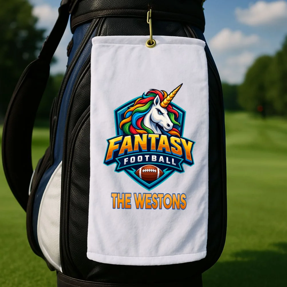 Personalized Fantasy Football Design – Custom Team Name & Fantasy League Graphic Golf Towel - Front 2