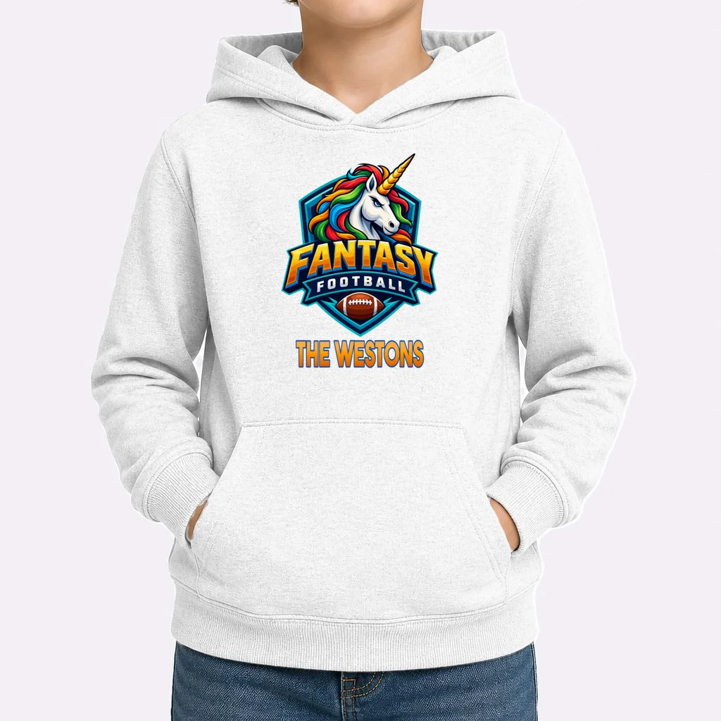 Personalized Fantasy Football Design – Custom Team Name & Fantasy League Graphic Kids Hoodie - Front 1