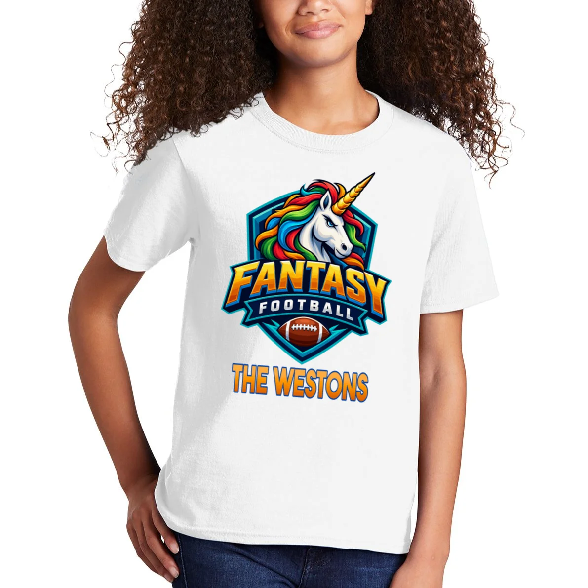Personalized Fantasy Football Design – Custom Team Name & Fantasy League Graphic Kids T-Shirt - Front 1