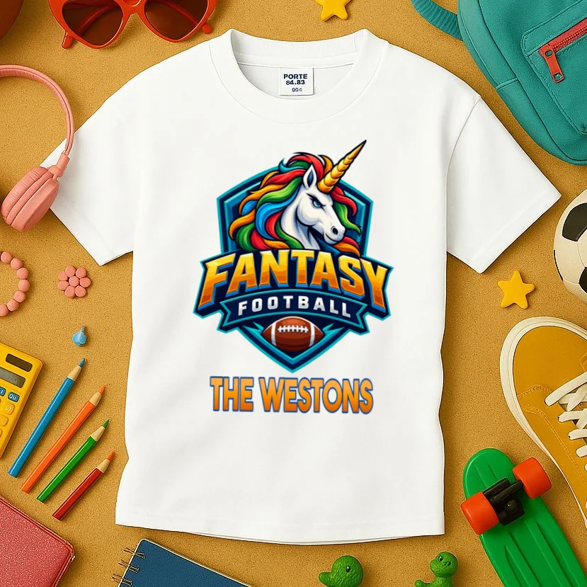Personalized Fantasy Football Design – Custom Team Name & Fantasy League Graphic Kids T-Shirt - Front 2