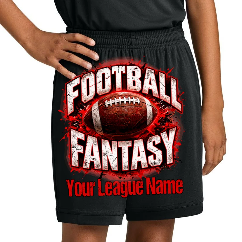 Personalized Fantasy Football Design – Custom League Name & Football Graphic Kids Shorts - Front 1