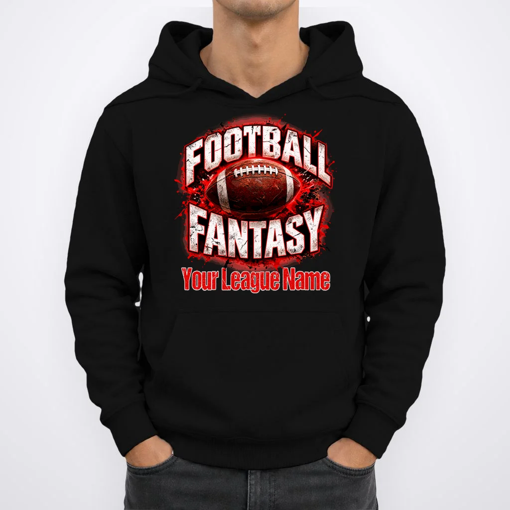 Personalized Fantasy Football Design – Custom League Name & Football Graphic Men's Hoodie - Front 1