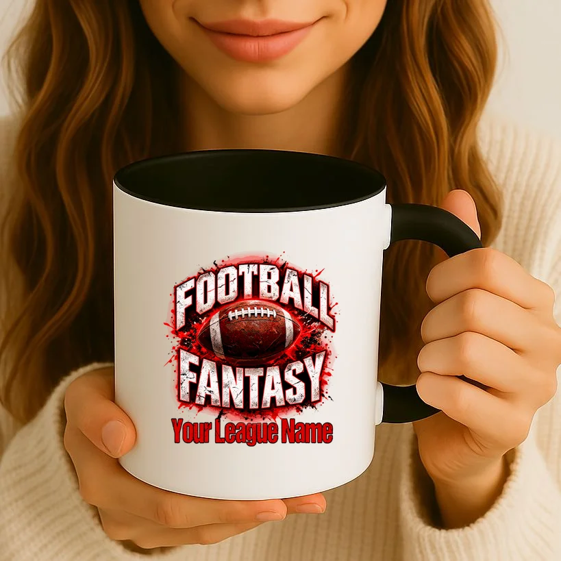 Personalized Fantasy Football Design – Custom League Name & Football Graphic Mug - Front 2