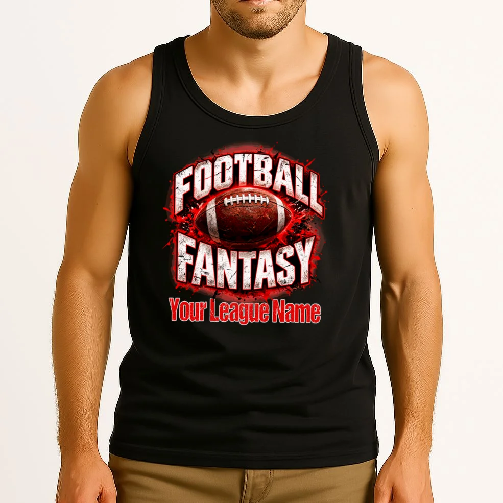 Personalized Fantasy Football Design – Custom League Name & Football Graphic Men's Tank Top - Front 2