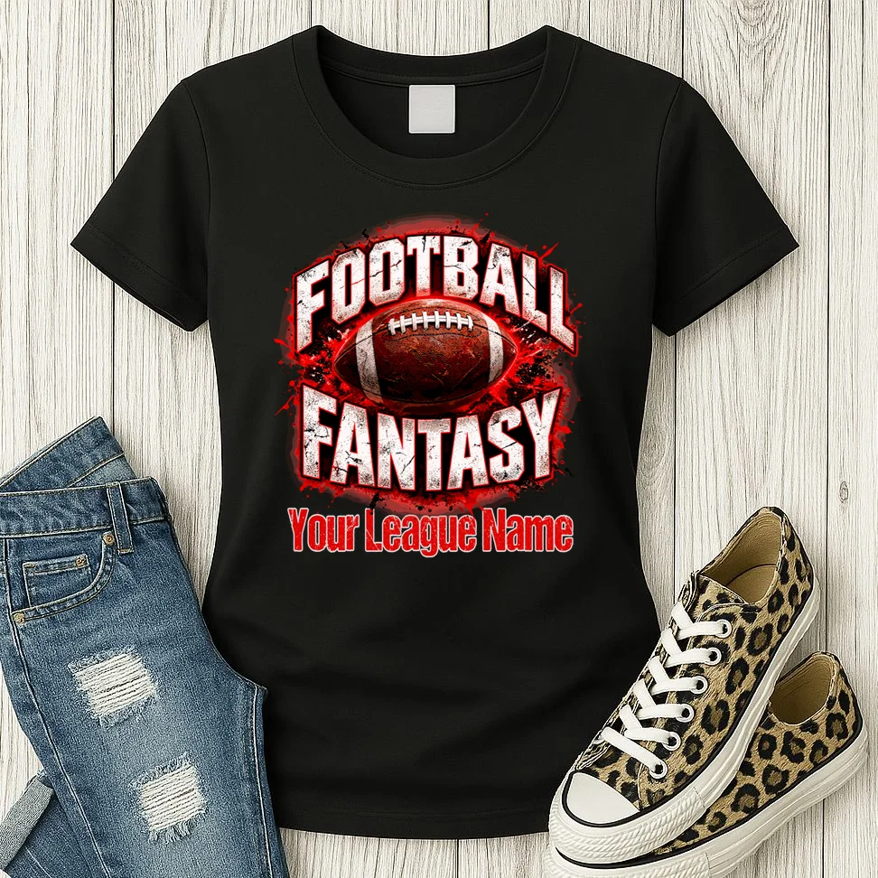 Personalized Fantasy Football Design – Custom League Name & Football Graphic Women's T-Shirt - Front 2