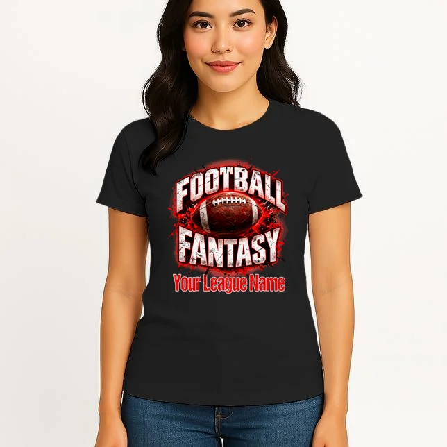 Personalized Fantasy Football Design – Custom League Name & Football Graphic Women's T-Shirt - Front 3