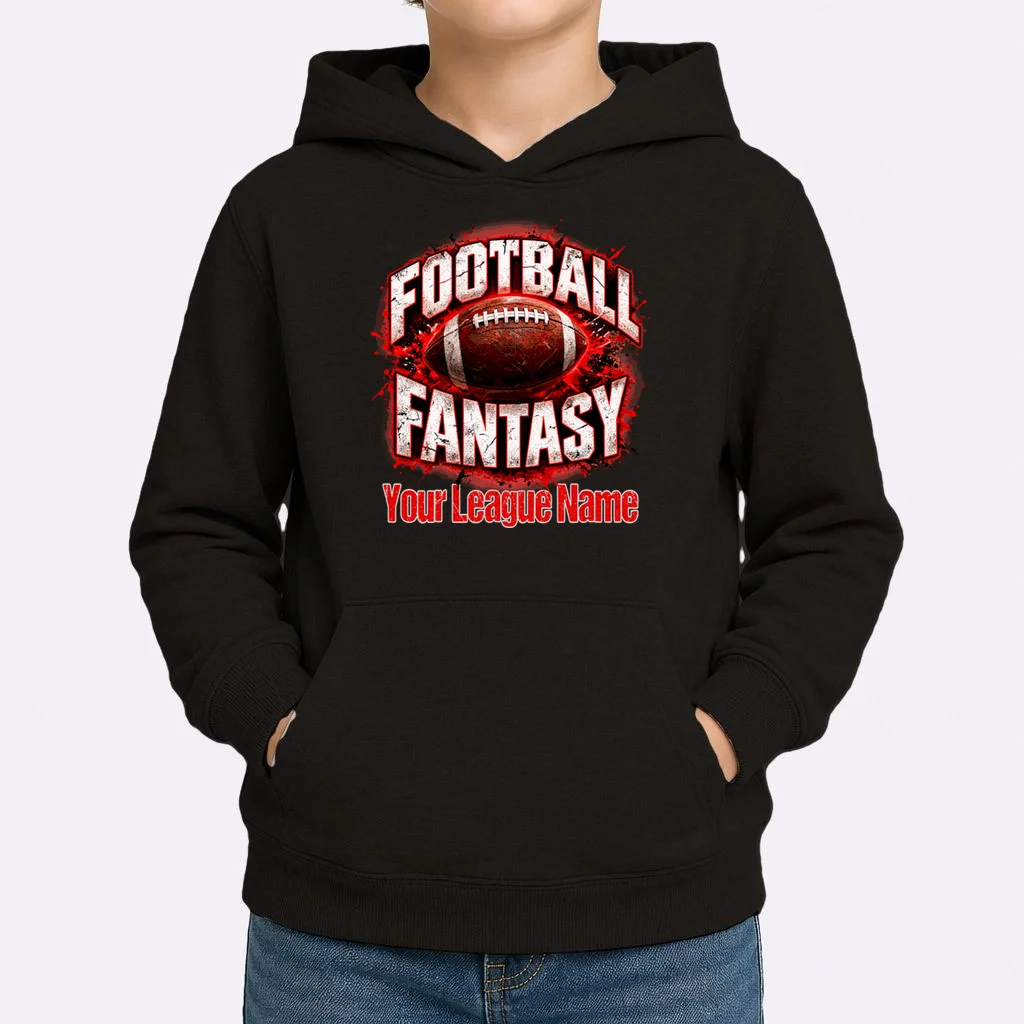 Personalized Fantasy Football Design – Custom League Name & Football Graphic Kids Hoodie - Front 1